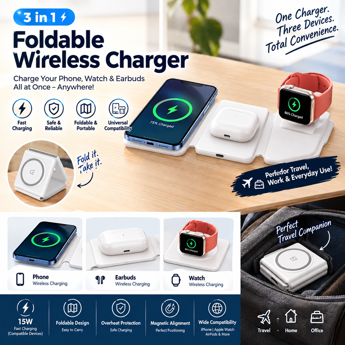 3-in-1 Foldable Wireless Charger
