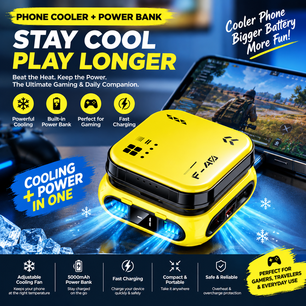 Phone Cooler with Power Bank 2-in-1