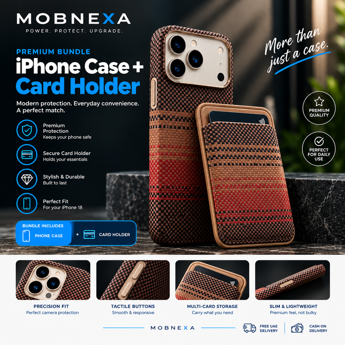 Premium Woven Phone Case & Card Holder Bundle
